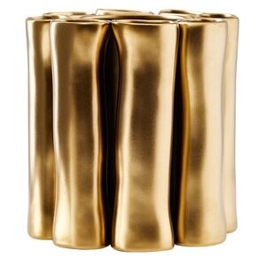 Arteriors Vescovi Matte Gold Ceramic Bud Vase AVC05 Sculptural Centerpiece 7x7x7